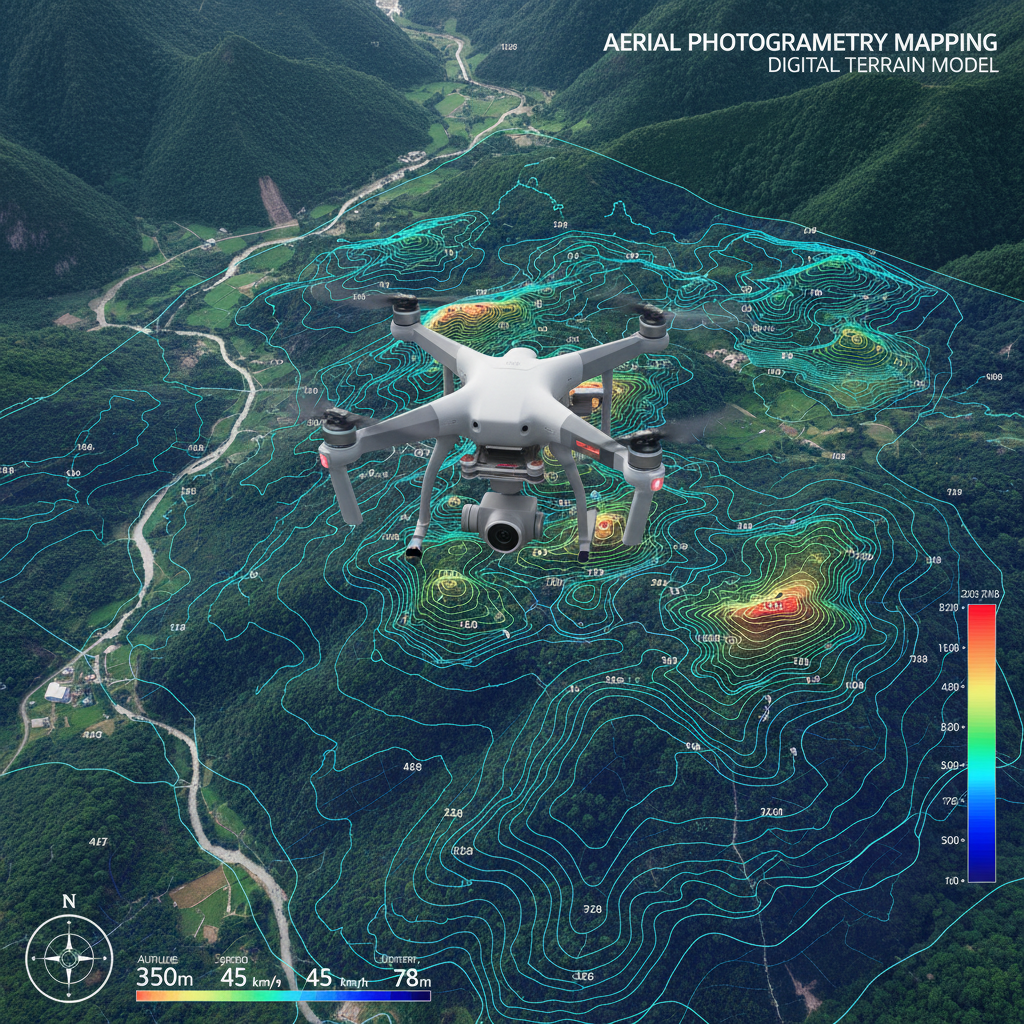 Drone mapping topographic overlay landscape